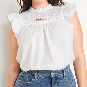 Old Navy Flutter-Sleeve Smocked Cutout Swing Blouse